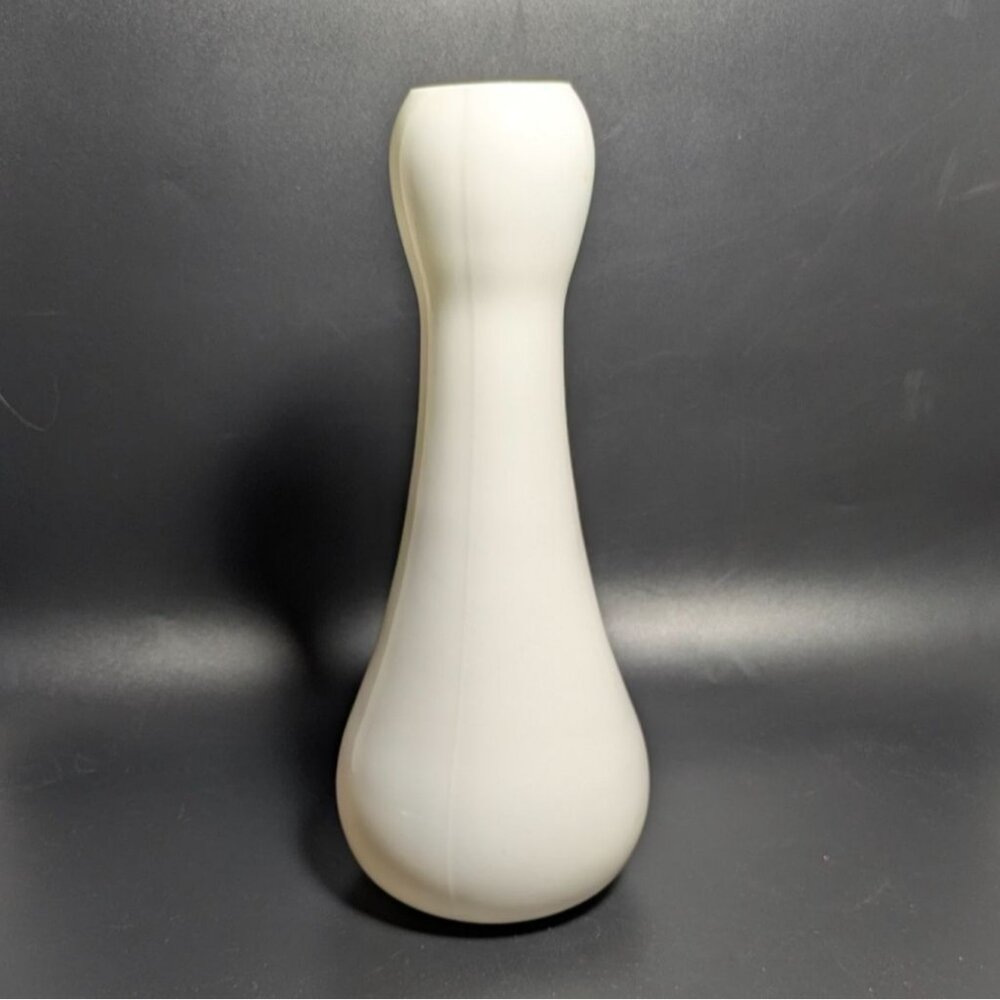 White Glass Vase Curved Mid-Century Modern Style Decorative Home Accent Vintage